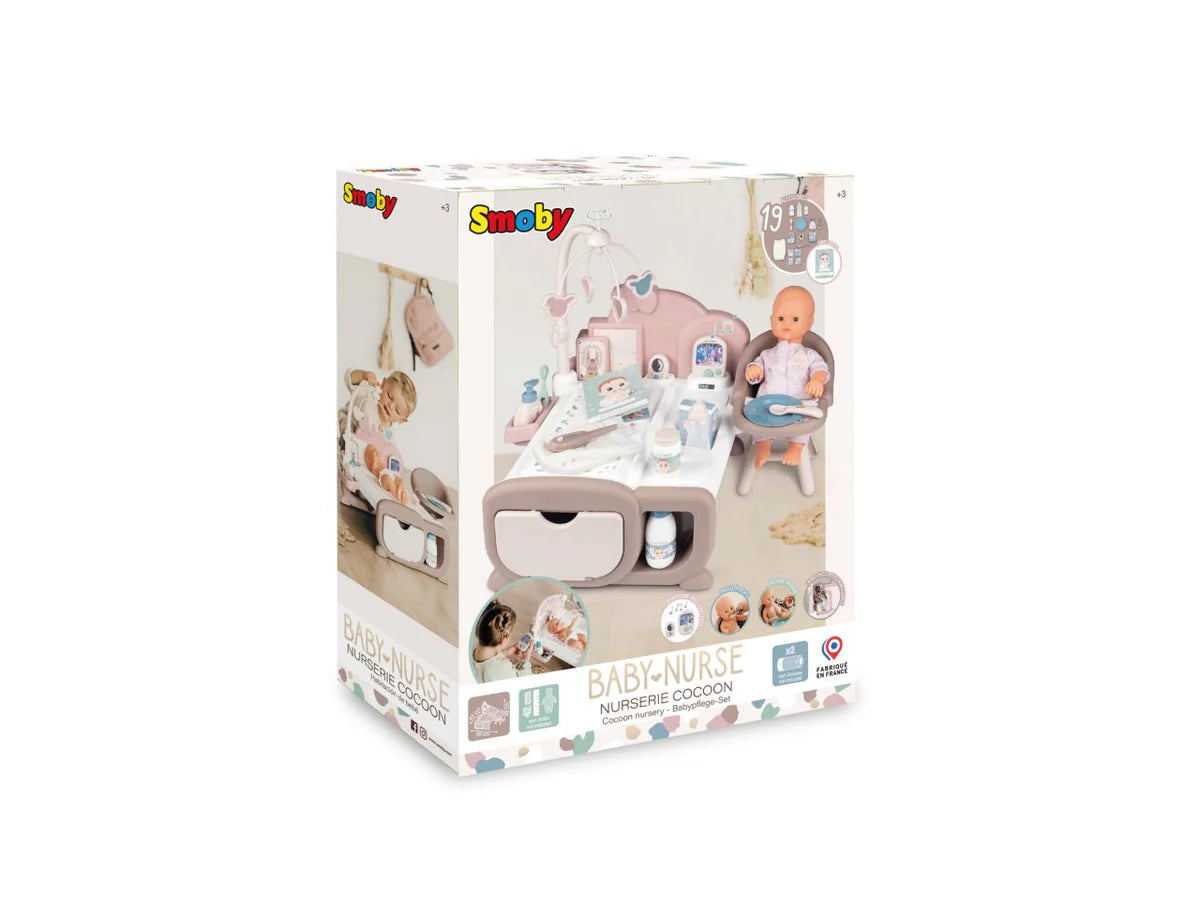 Smoby 20379 Baby Nurse Cocoon Nursery con funzioni elettroniche, fasciatoio, culla, seggiolone