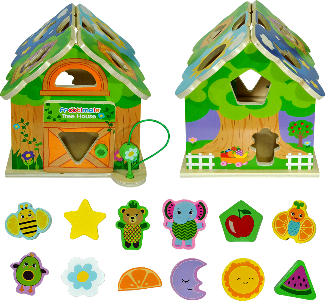 Giggle FT00032 Gioco delle forme casetta sull'albero Frootimals