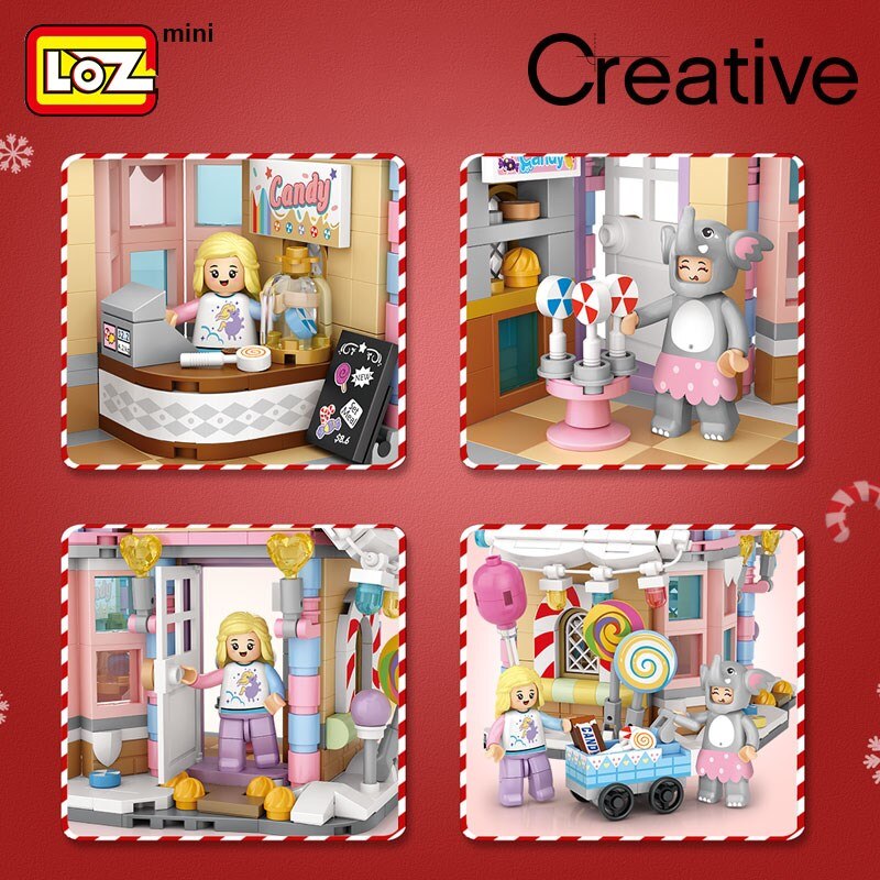 LozBlocks 3894-1224 Set costruzione mini Casetta di Natale Candy