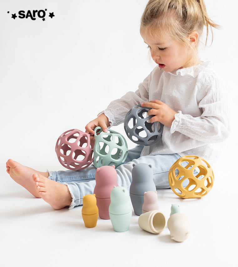 Saro Sfera sensoriale in silicone Blu Nebbia - Emotions Toy