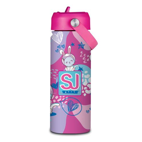 SJ GIRL Borraccia Termica con Cannuccia Pinkfur 500 ml - Emotions Toy