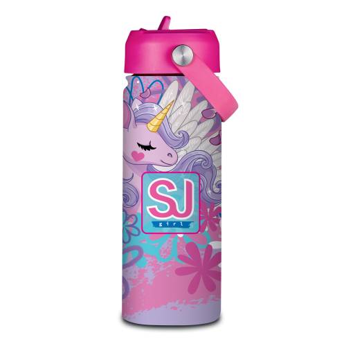 SJ GIRL Borraccia Termica con Cannuccia Unicorn Led 500 ml - Emotions Toy