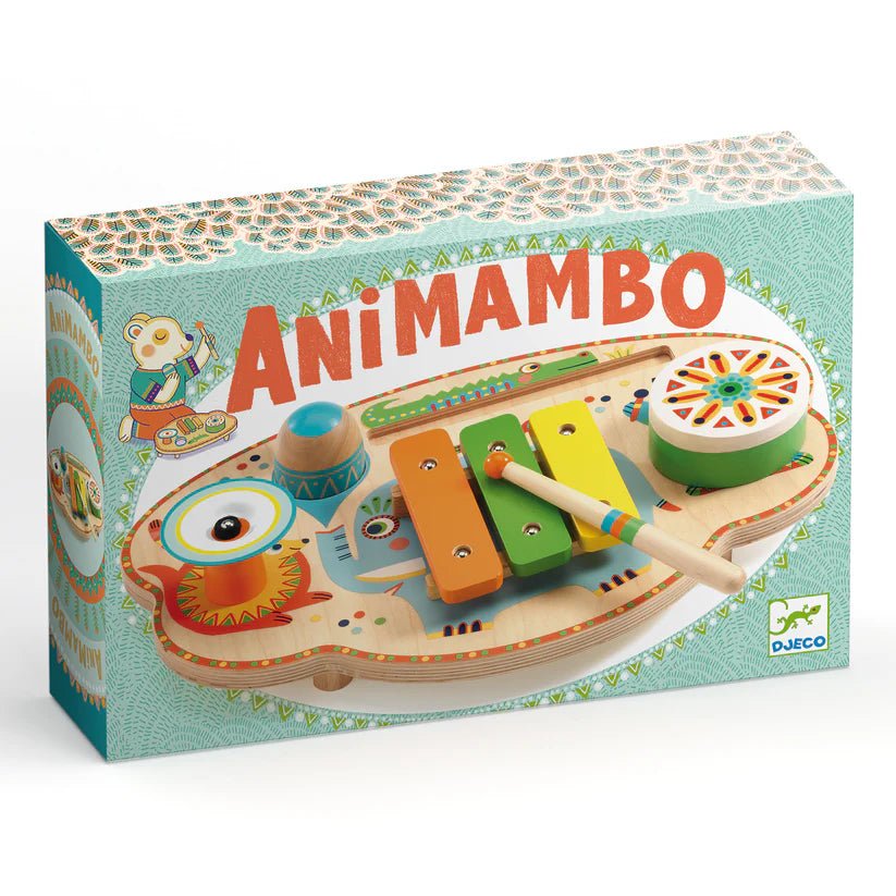 Djeco Animambo Set di strumenti musicali con base in legno - Emotions Toy