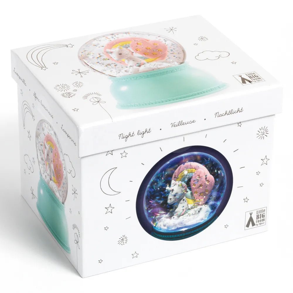 Djeco Little Big room Luce notturna a forma di palla di neve Unicorno - Emotions Toy