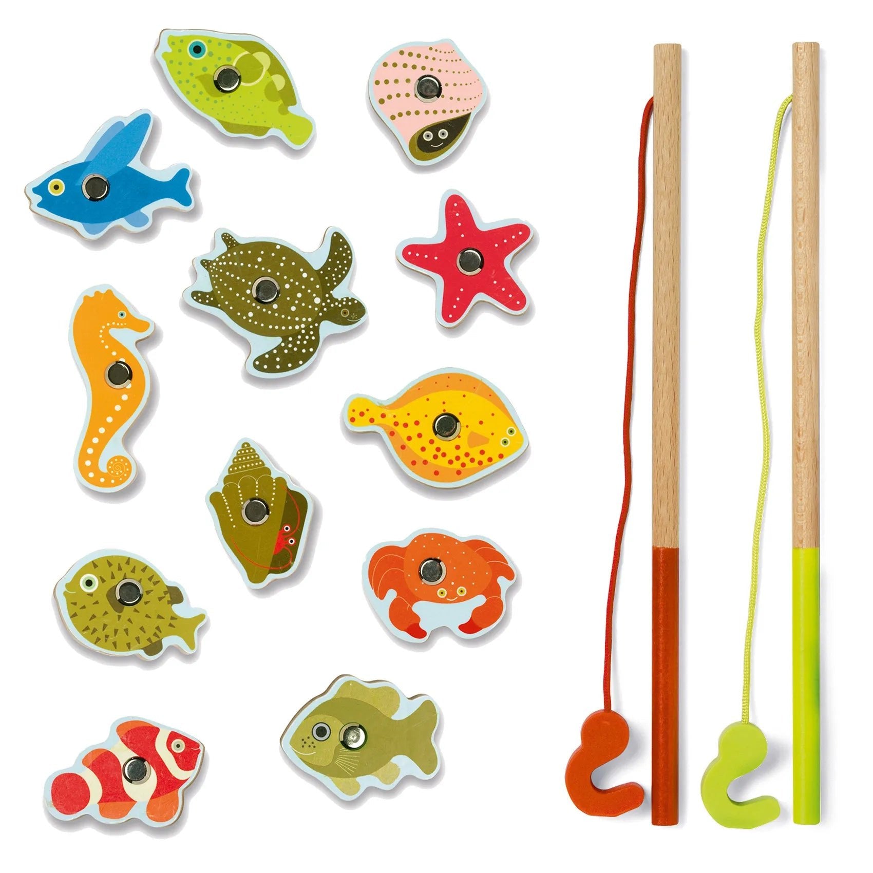 Djeco Magnetic's Fishing Tropic Pesca Magnetica dei pesci marini in legno - Emotions Toy