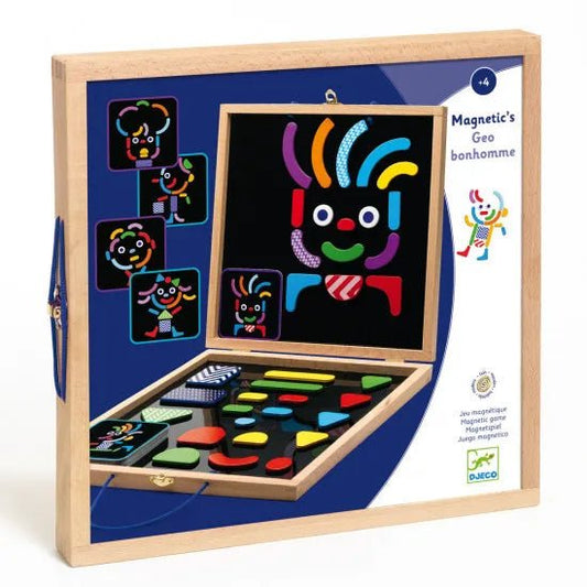 Djeco Magnetic's Geobonhomme Valigetta con lavagna magnetica in legno - Emotions Toy