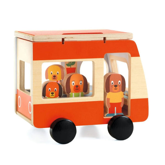 Djeco Minicombi Camper con la famiglia Orso in legno - Emotions Toy