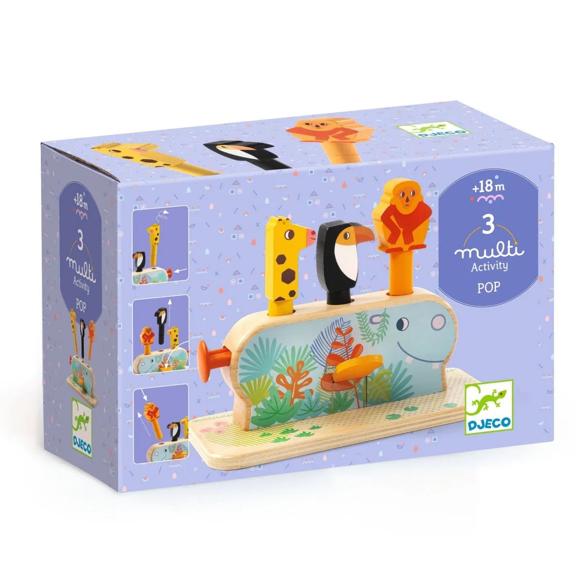 Djeco Multi Activity Pop Animaletti a molla in legno - Emotions Toy