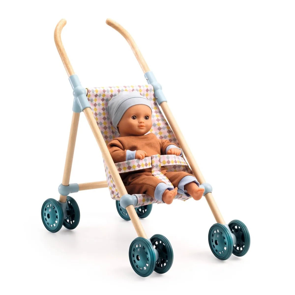 Djeco Pomea Passeggino 44 cm in legno per bambole - Emotions Toy