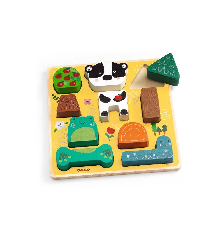 Djeco Puzz & Match Happy Puzzle & Gioco di costruzioni in legno - Emotions Toy