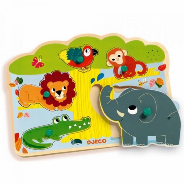 Djeco Puzzle Baobab Puzzle sonoro in legno - Emotions Toy