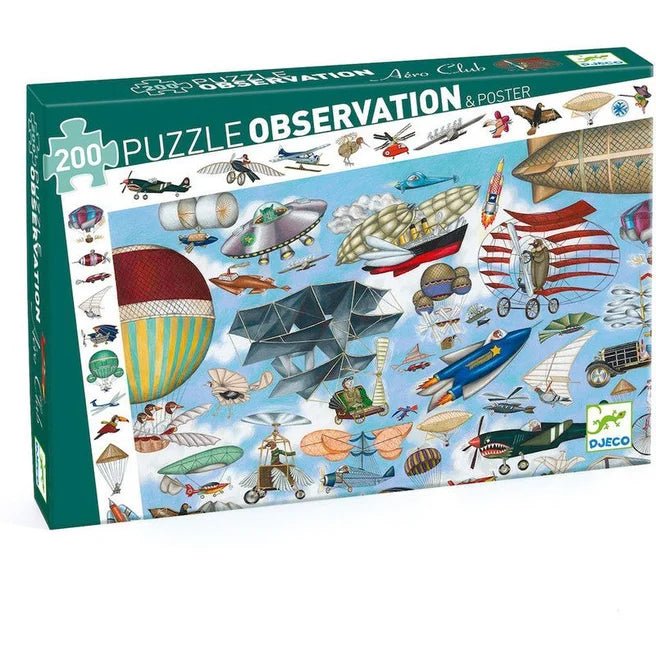 Djeco Puzzle Observation Aero Club & poster 200 pezzi - Emotions Toy