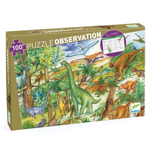 Djeco Puzzle Observation Dinosauri & libretto 100 pezzi - Emotions Toy