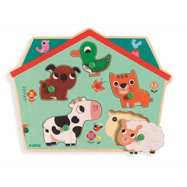 Djeco Puzzle Ouaf woof Puzzle a incastro sonoro in legno - Emotions Toy