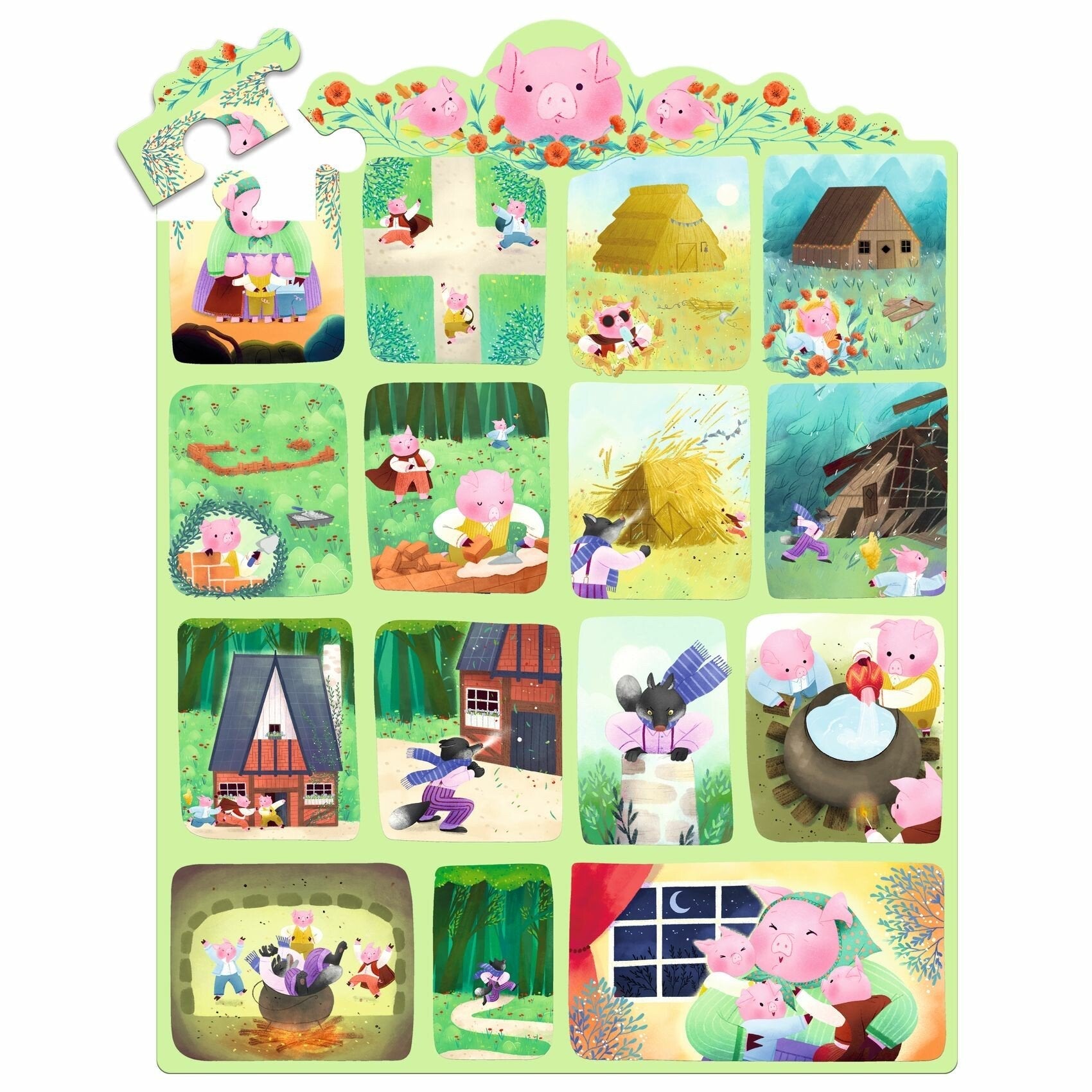 Djeco Puzzle Storia de I Tre Porcellini 35 pz - Emotions Toy