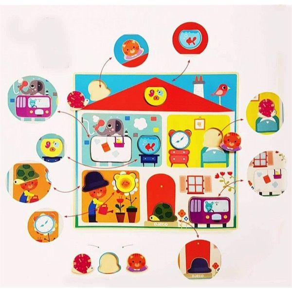 Djeco Puzzle Swapy Puzzle interscambiabile in legno - Emotions Toy