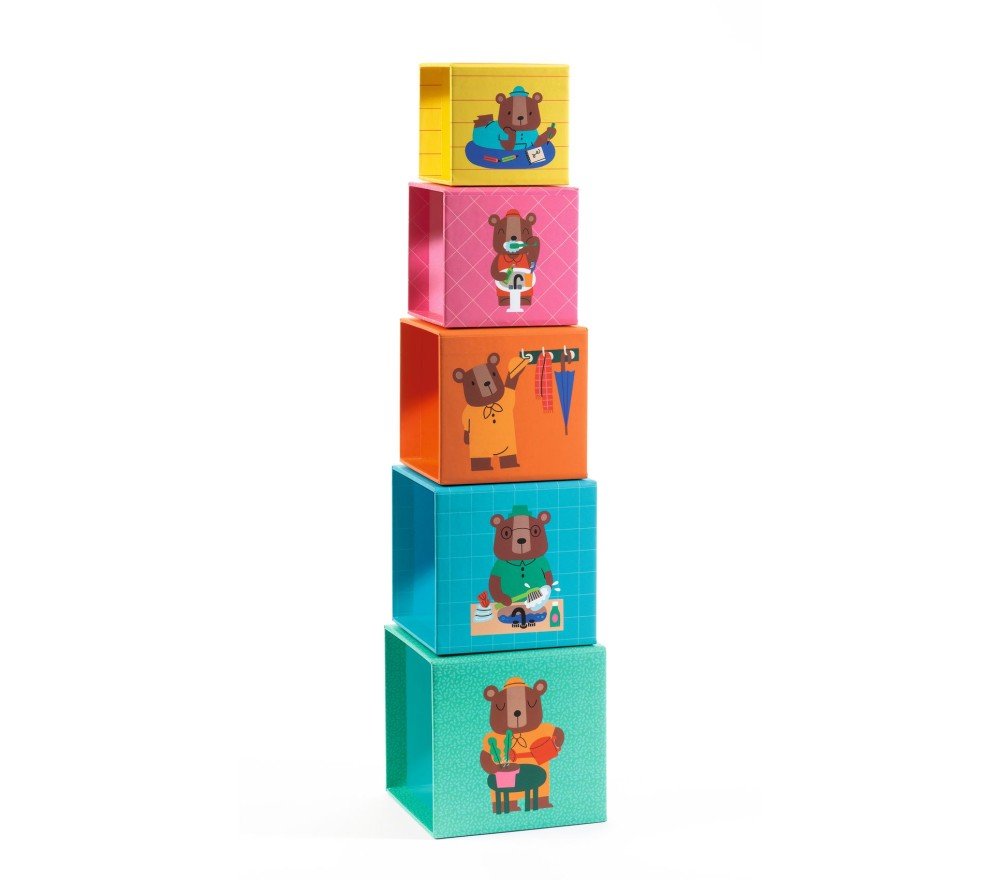 Djeco Topanihouse Cubi Impilabili con orsetti - Emotions Toy