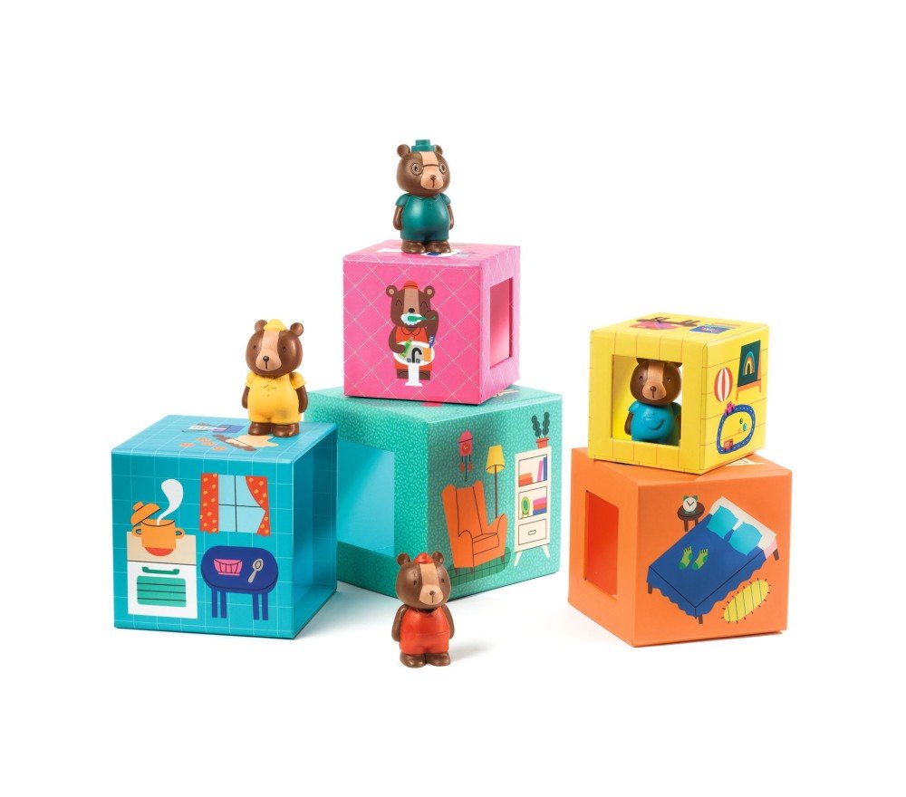 Djeco Topanihouse Cubi Impilabili con orsetti - Emotions Toy